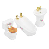 Dollhouse Bathroom Set, 1/24 Scale Bathroom Set Dolls House Furniture Toys Set Miniature Models(Rose)