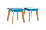Wildkin Kids Arts and Crafts Table Set for Boys and Girls, Mid Century Modern Design Craft Table Includes Two Stools, Paper and Storage Cubbies Underneath Helps Keep Art Supplies Organized (Blue)