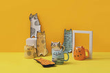 Bico Cartoon Cat Handcrafted Stoneware Ceramic 10oz Mugs, Set of 4, Assorted Color
