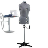 SINGER | Grey Dress Form Fits Sizes 10-18, Foam Backing for Pinning, 360 Degree Hem Guide - Sewing Made Easy