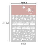 Flower Nail Art Sticker Decals 3D Self-Adhesive Nail Design Fashion Charm White Flowers Moon Star AWN Cloud Pattern Nails Tips DIY Toenails Nail Tattoos for Women Manicure Nail Decorations 3 Sheets