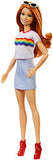 Barbie Fashionistas Doll with Long Red Hair Wearing Rainbow Graphic T-Shirt, Denim Skirt and Accessories, for 3 to 8 Year Olds