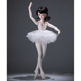 Ballet Girls 1/4 Bjd Doll Ball Joint SD Dolls Fashion Dress Up with White Skirt Suit+ Wig Girl Best Gift for Birthday
