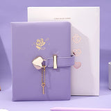 Diary with Lock and Key PU Leather Kids Journal with Lock Personal Organizer Combination Travel Secret Notebook for Women, 5.3x8 in，Purple