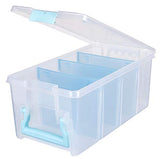 Art Bin 6925AA Semi Satchel with Removable Dividers, Portable Art & Craft Organizer with Handle, [1] Plastic Storage Case, Clear with Aqua Accents
