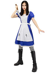 C-ZOFEK Alice-Madness Returns Alice Cosplay Maid Dress for Women (X-Small)