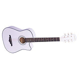 Rosefinch 38" Acoustic Guitar Beginner Package Student 3/4 Size Cutaway Guitar for adults&childs with Gig Bag,Strap, Picks,Extra Steel Strings, Electronic Tuner,Capo,Strings Winder（38 inch WHITE）