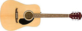 Fender FA-125 Dreadnought Acoustic Guitar, Walnut Fingerboard, Natural & FCT-2 Professional Clip-On Tuner