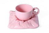 Parlamain 8oz Pink Ceramic Cappuccino Cup Set - Cute Creative Mug Set for Espresso, Latte Coffee, Tea - Microwave and Dishwasher Safe - Perfect For Cafe, Kitchen, Room and Home Decor