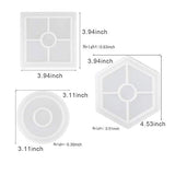 6 Pack DIY Coaster Silicone Mold, Epoxy Casting Molds Include Round, Hexagon, Square Molds for Resin, Concrete, Cement, with 1 Measurement Cup and 10 Wood Sticks