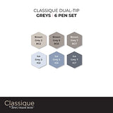 Spectrum Noir Classique Blend Alcohol Marker Dual Nib Pens Set-Greys-Pack of 6