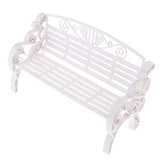 Dollhouse Furniture 1:6 Scale Miniature Modern Styled Garden Patio Park Bench Garden Decor - White