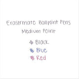 Eraser Mate Ballpoint Stick Erasable Pen, Black Ink, Medium, Dozen, Sold as 12 Each