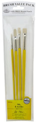 Royal & Langnickel Royal Zip N' Close Bristle Long Handle Variety 4-Piece Brush Set