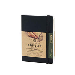 Pentalic 4" x 6" Pocket Sketchbook Traveler Journal, 160 Pages, Black
