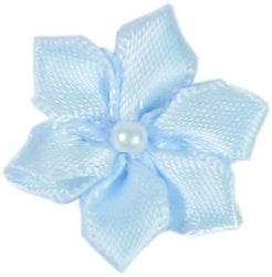 20pc 7/8" DIY Satin Star Flowers for Dolls, Sewing, Hair Clips, Wedding Invitations (Lt Blue)