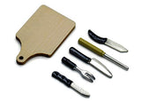 Vintage Kitchen Knives Tool kit Wood Cutting Board Dollhouse Miniatures Food Kitchen by Cool Price