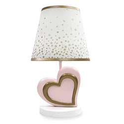 Lambs & Ivy Confetti Heart Lamp with Shade & Bulb, Pink/Gold