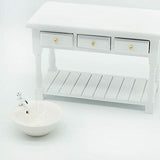 Apofly 1:12 Round Dollhouse Bathroom Sink with Washing Table Miniature Ceramic Bathroom Table Sink Model Simulation Accessory for Dollhouse White 1PC