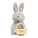 GUND Amazon Exclusive Easter Bunny with Basket, Gray, 10"