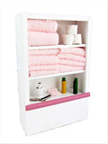 Dollhouse Miniature Furniture White Bathroom Shelf Unit and Accessories Pink