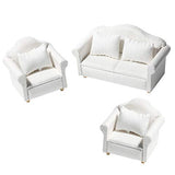 helegeSONG 1/12 Dollhouse White Fabric Sofa Set for 1:12 Scales Miniature Dollhouse Furniture Toy Kids Gift C