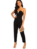 Romwe Women's Elegant Sweetheart Neck Strapless Stretchy Party Romper Jumpsuit Black X-Large