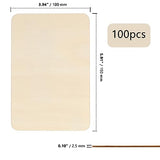 ZOENHOU 100 PCS 6 x4 Inch Unfinished Basswood Blanks, Rectangle Wood Pieces, Unfinished Wood Rectangles for Crafts Projects Painting Decoration Modelling Handicraft