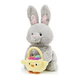 GUND Amazon Exclusive Easter Bunny with Basket, Gray, 10"