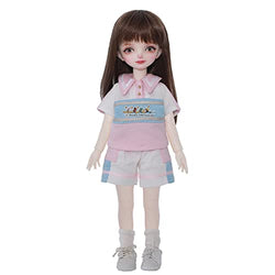 1/6 BJD Dolls 28.2cm Resins Ball Jointed SD Doll with Casual Clothes Set Shoes Wig Makeup Face, Best Birthday Gifts for Girls