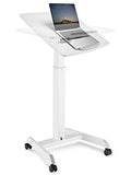 OCOMMO Height Adjustable and Tilt Laptop Stand Lectern, Workstation with Wheels, Pneumatic Adjustable Podium with Tilt Laptop Table, White