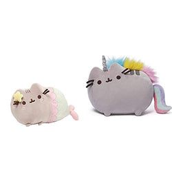 GUND Pusheen Mermaid with Star Plush Stuffed Animal Cat, 12" & Pusheenicorn Plush Stuffed Animal Rainbow Unicorn, 13"