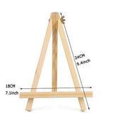 6 Pack 9.4" Tall Natural Pine Wood Tripod Easel Photo Painting Display Portable Tripod Holder Stand& Adjustable Wooden Tripod Tabletop Holder Stand for Canvas, Painting Party, Kids Crafts, Photos (6)