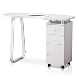 BarberPub White Manicure Nail Table Desk Beauty Salon Station Nail Art Equipment 0422