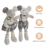 HUGMO Mouse Couple, Soft Stuffed Plush Girl and Boy Mice with Matching Grey Tweed Outfits