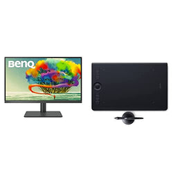 BenQ PD2700U 27 Inch 4K UHD IPS Factory Calibrated Computer Monitor for Designers with AQCOLOR Technology & Wacom Intuos Pro Medium Bluetooth Graphics Drawing Tablet