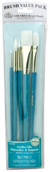 Royal & Langnickel Royal Zip N' Close White Taklon Long Handle Variety 5-Piece Brush Set