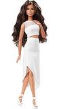 Barbie Signature Looks Doll (Brunette Wavy Hair) Fully Posable Fashion Doll Wearing White Skirt for Collectors