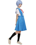 Coskidz Women's Asuka Langley Soryu Rei Ayanami Cosplay Costume Senior High School Uniform Blue for Halloween (Blue, Small)