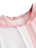 SweatyRocks Women's Causal Long Sleeve Color Block Hoodie Sweatshirt with Pocket Pink White M