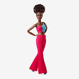 Barbie Looks Doll, Natural Black Hair, Color Block Outfit, Crop Top and Flare Pants, Style and Pose, Fashion Collectibles