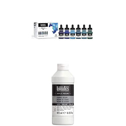 Liquitex Professional Pouring Medium + Acylic Ink Set, 6 Aqua Colors