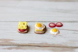 Breakfast set 1:12 Scale Dollhouse Miniature Food Lot 10 pc Toast Bread Eggs Cheese Tomatoes