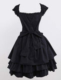 Ainclu Womens Classic Black Layered Lace-up Goth Lolita Dress L