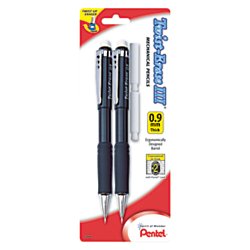 Pentel(R) Twist-Erase(R) III Mechanical Pencils, 0.9 mm, Assorted Barrel Colors, Pack of 2