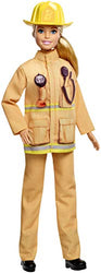Barbie Firefighter Doll, Blonde, Wearing Firefighter Uniform and Hat, for 3 to 7 Year Olds