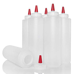 Plastic Squeeze Condiment Bottles with Red Tip Cap 16-ounce Set of 6 Wide Mouth by Pinnacle Mercantile …