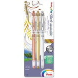 Pentel BG208BP3 Pentel Slicci Metallic Gel Pens .8mm 3/Pkg - Gold, Silver & Bronze