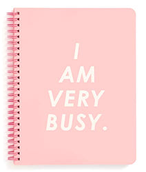 Ban.do Rough Draft Mini Spiral Notebook, 9" x 7" with Pockets and 160 Lined Pages, I am Very Busy
