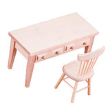 F Fityle 1:12 Dollhouse Miniatures Unpainted Table and Chair Model Room DIY Ornaments